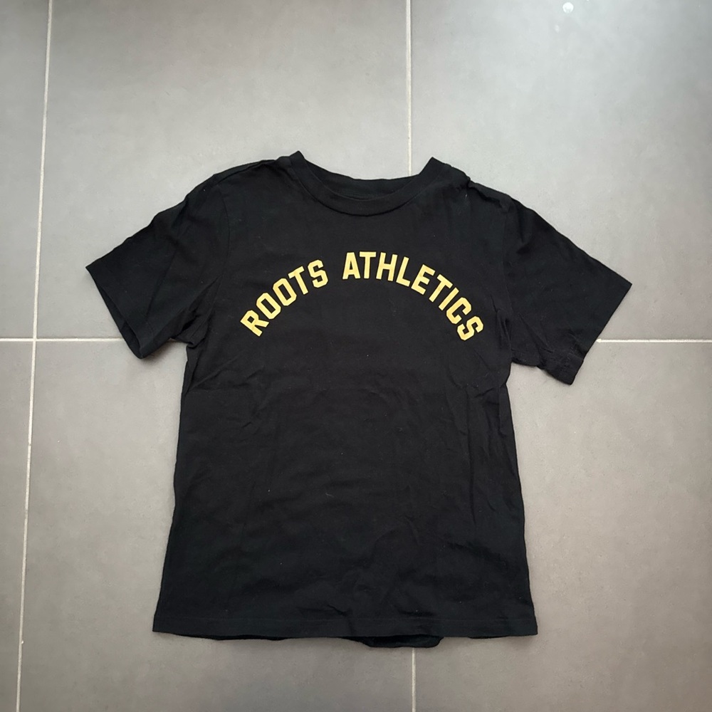 Roots Athletics Kids Black T-Shirt with Gold Print